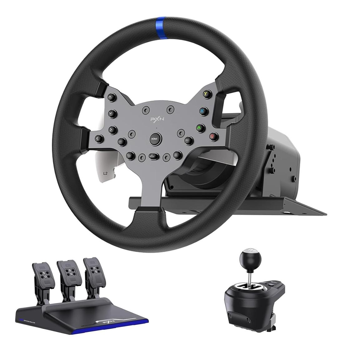 PXN V99 Force Feedback PC Racing Wheel Detachable Gaming Sim Steering Wheel | 270/900° PC Steering Wheel with Pedals and Shifter, Driving Race Wheel Simulator for Windows PC/PS4/Xbox One/Xbox Series X/S