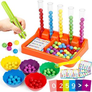 Aizweb Counting and Color Sorting Toys for Toddlers,Tweezer Tongs Color Sorting Kit,Montessori Preschool Kindergarten Learning Activities,STEM Math Manipulatives,Educational Fine Motor Skills