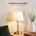 Portables Cordless Table Lamp, LED Fabric Shade Desk Lamp,Rechargeable Battery OperatedLighting for Bedroom, Bedside,Bar,Living Room, Dining Room, Night Light (Brass)