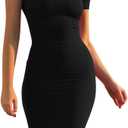 Mokoru Women's Casual Basic Pencil Dress Sexy Long Sleeve Bodycon Midi Club Dress (Medium)