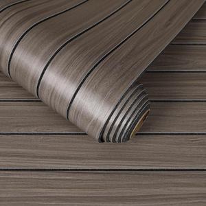 CHIHUT Large Roll Flexible Wall Panels Peel and Stick 3D Foam Wood Paneling Self Adhesive Greyish Walnut Brown Wooden Slat Wallpaper for Study Room Office Thick PVC Stick on Wall Panels 24"x197"