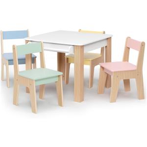 Delta Children - GapKids Table and 4 Chair Set with Paper Roll Holder - Greenguard Gold Certified, Pastel