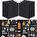 LANSI 8Pcs Pegboard Wall Organizer Panels Black ABS Pegboard Wall Mount for Home, Craft Room, Garage, Kitchen, Workshop, Tool Organization, 10 * 10in Peg Boards. (No Hooks and Bins).