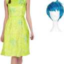 Joy Costume Disgust Dress Adults Inside Cosplay Out Emotions Halloween Costume Skater Dress, Medium