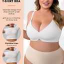 Plus Size V-Neck Wireless Bras for Women Seamless Everyday Bras U-Back Design W-Shaped Jelly Support Barlette 4XL White (White, XXXL)