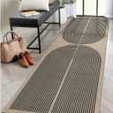 Lahome Modern Rainbow 2x8 Runner Rug, Washable Hallway Kitchen Runner Rugs with Rubber Backing Farmhouse Indoor Outdoor Carpet, Contemporary Non Slip Carpet for Entry Bedroom Porch (Nature/Black Rainbow)