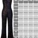 SOMSOC 70s Disco Jumpsuit Costumes Women Fashion Disco Accessories for Halloween Necklace Earrings Bracelet Glasses Belt (Black)