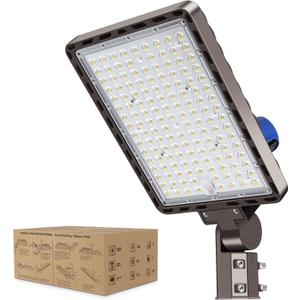 350W LED Parking Lot Light Slip Fitter Mount 52500LM Dusk to Dawn 5000K Led Flood Light Outdoor Area Security Commercial IP65 Waterproof 100-277V for Driveway Parking Lot Stadium, Slip Fitter*1