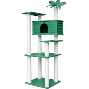 66 Inches Tall Outdoor Weatherproof Cat Tree Tower, Multi-Level, Large Cat Condo with PVC Board and Cat Scratching Posts, for Outside and Indoor