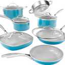 Gotham Steel Aqua Blue Pots and Pans Set, 12 Piece Nonstick Ceramic Cookware, Includes Frying Pans, Stockpots & Saucepans, Stay Cool Handles, Oven & Dishwasher Safe, 100% PFOA Free, Turquoise