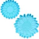 2Pcs Sun Flower Coaster Keychain Silicone Resin Molds Flower Shape Resin Casting Molds Floral Resin Molds Kit Craft Tools
