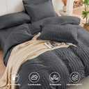 HYMOKEGE Full Size Comforter Sets Seersucker 7 Pieces, All Season Luxury Bed in a Bag for Bedroom, Bedding Set with Comforters, Sheets, Pillowcases & Shams, Dark Grey