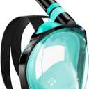 W WSTOO Full Face Snorkel Mask, Dry Top Snorkeling Gear for Adults, 180 Panoramic Foldable Design with Camera Mount, Safe Mouth/Nose Breathing, Anti-Fog & Anti-Leak (Large/X-Large, 1 Pack - Black/Green)