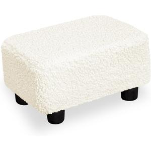 CAROLMADE Small Foot Stool Ottoman Footstool with Legs Under Desk Footrest for Living Room Bedroom and Office, Soft Ivory White (11"D x 15.4"W x 8.3"H)