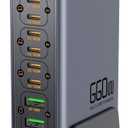 660W USB C Fast Charger Block, 8 Port GaN Charging Station, 100W PD Port Fast Charging Station for Multiple Devices,Laptop Wall Charger Compatible with MacBook, iPhone 17,iPad etc