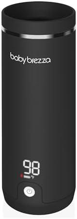 Baby Brezza Superfast Portable Baby Bottle Warmer – 50% Faster - Travel Breastmilk Warmer and Formula Warmer - Safe, Even Heating - Up to 9oz - No Adapters, Black