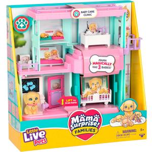 Little Live Pets Mama Surprise Families Pet Vet Playset, Baby Care Clinic Animal Hospital Play Set, 3 Puppies, Accessories, Vet Toy Gifts for Kids 5+