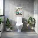 XLMDYYSW Teal Bathroom Wall Art Funny Bathroom Sign Canvas Pictures Farmhouse Flower Poster Prints Rustic Bathroom Painting for Toilet Decor Framed (Teal, 16.00" x 24.00")