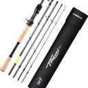 HANDING M1 Travel Rod Travel Baitcaster Rod 5-Piece Travel Fishing Rod 6'6" for Largemouth Smallmouth Walleye Pickerel