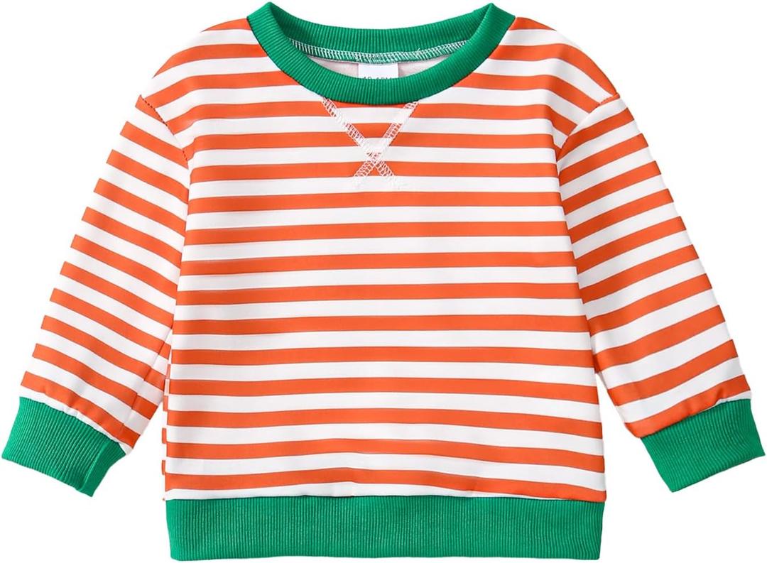 Toddler Girl Sweatshirt Long Sleeve Striped Pullover Top Fall Winter Outfits 1-5T (Yellow)