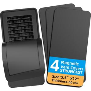 Magnetic Vent Covers (4-Pack) for Complete Sealing of Residential Standard Floor Vent Covers 5.5" X 12" for Floor Wall and Ceiling Vent Covers RV Residential HVAC and Air Conditioning Vents Black