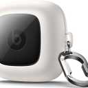 SURITCH for Powerbeats Pro Case Cover, Shockproof Magnetic Cases for Beats Powerbeats Pro Wireless Earbuds, Protective Cover with Magnetic Lid Lock & Carabiner, Full-Body Drop Protection, Beige