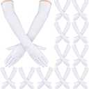 Laumoi 12 Pairs Long Satin Gloves for Women Bride Elbow Opera Costume Dress Stretchy Formal Glove