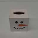 Christmas Tissue Box Cover 6 x 6 x 6 Inch Wooden Decorative Tissue Box Holder Square Christmas Paper Towel Holder Cube Boxes Funny Cube Case for Home(Snowman)