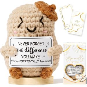 4 x Thank You Gifts for Women Emotional Support Crochet Plush, Administrative Professional Day Gifts Easter Basket, Handmade Potato Crochet Employee Appreciation Gift Set for Teacher Women Coworker Nurse