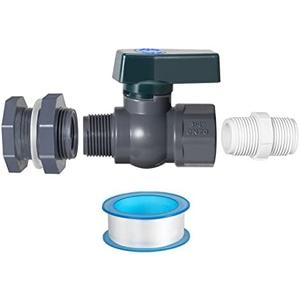 Rain Barrel Spigot, PVC Water Barrel Diverter Kit with Bulkhead Fitting Hose Faucet Adapter and Thread Seal Tape for Water Tanks, Aquariums, Tubs, Pools, Garden Barrels