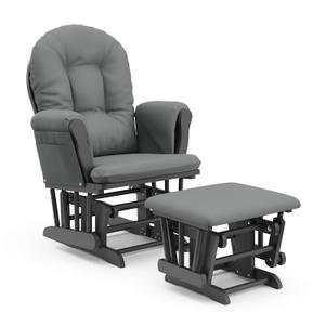 Storkcraft Premium Hoop Glider & Ottoman (Gray/Gray)  GREENGUARD Gold Certified Nursery Glider, Solid Wood Craftsmanship, Smooth-Gliding Nursery Chair and Ottoman, Award-Winning