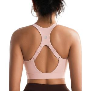 RUNNING GIRL Adjustable Straps High Impact Sports Bra for Women,High Support Workout Sports Bras with Sewn in Pads (Pink, XL)