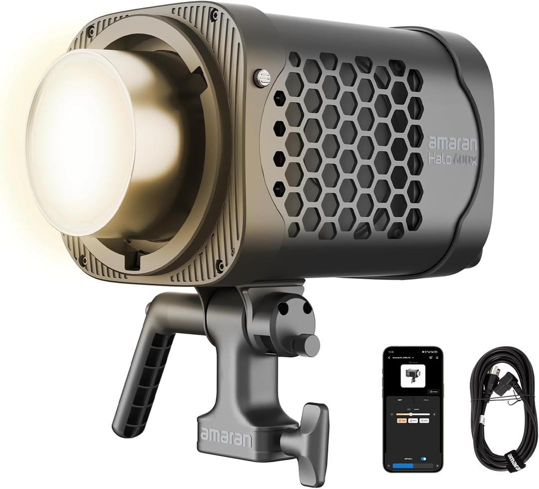 amaran Halo 600x LED Studio Light, 610W Bi-Color COB Compact Video Light
All-in-one Design APP Control,2,700K - 6,500K,32,500 lux @ 1m Bowens Mount Lighting for Home Studios,Livestream