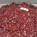 Dokotoo Women's Casual V Neck Alicia Floral Print Smocked Long Sleeve Chiffon Blouses Bohemian Top Shirts (Large, Biking Red)