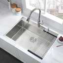 28 Inch Drop In Kitchen Sink Single Bowl, 28x22 Topmount 16 Gauge Stainless Steel Kitchen Sink Brushed Nickel Deep Basin 28x22x10