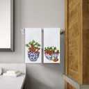 Chinoiserie Strawberry Kitchen Towels, Blue and White Porcelain Strawberry Dish Tea Towels, Grandmillennial Strawberries Fruit Hand Towel for Bathroom Kitchen, 16x24 Inch Set of 2
