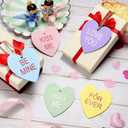 Youyole 30 Pieces Valentine's Conversation Heart Ornaments Wooden Candy Heart Shaped Hanging Wood Embellishment Hanging Ornament Kiss Me Hug Me Love Be Mine Forever for Valentine Decor Party Supplies