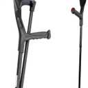 PEPE Mobility Folding Crutches for Adults (x2 Units), Open Cuff, Adjustable Height, Aluminium, Orthopaedic, Elbow Crutches Women and Men, Black