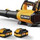 Leaf Blower Cordless - 630CFM/160MPH, 21V Powerful Electric Cordless Leaf Blower with 2 x 4.0Ah Batteries and Charger, Battery Powered Leaf Blowers for Lawn Care, Patio, Yard, Dust, Snow (Yellow)