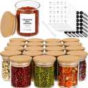 4OZ Glass Spice Jars with Bamboo Lids and 315 Labels, 20 Pcs Clear Food Storage Containers for Kitchen Sugar Salt Coffee Tea Beans
