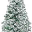 3FT Artificial Christmas Tree Green Tabletop Christmas Tree with Snow Flocked Mini Xmas Pine Tree with Plastic Stand for Indoor Outdoor Holiday Home Decoration