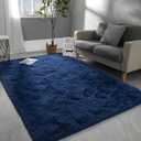Hutha 8x10 Large Area Rugs for Living Room, Super Soft Fluffy Modern Bedroom Rug, Navy Blue Indoor Shag Fuzzy Carpets for Girls Kids Nursery Room Home Decor