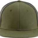 Flat Bill Snapback Mesh Hats | Fits OSFM & XXL Big Head | Blank Solid Color Adjustable Trucker Hat for Men (Green)