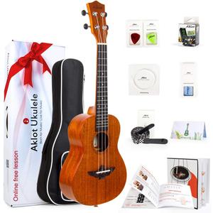 Ukulele, AKLOT Concert Ukelele Solid Mahogany 23 inch for Professional Beginners Adults Kit with Free Online Lesson and Uke Accessories