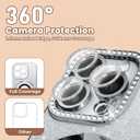 Luxury Bling Diamond Case for iPhone 13 Pro Max 6.7" - Clear Transparent Back with Glitter Card & Sparkling Rhinestones, Magnetic Kickstand, Shockproof Protection - Dazzling Cover for Women, Silver