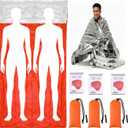 6 Pack 82.7" x 49.2" Emergency Sleeping Bag Emergency Thermal Blanket for Maximum Warmth & Security Survival Bivvy Sack Blanket with Whistle Bags for Outdoor Camping Hiking (Orange)