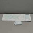 Wireless Keyboard and Mouse Combo, Full-Sized Wireless Keyboard and Adjustable DPI Mouse, 2.4GHz USB Receiver, Keyboard and Mouse for PC, Windows, Desktop, Laptop (Mint Green and White)