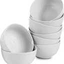 Klikel 8 Pack 18oz White Round Soup Bowls - 5.5-inch (18oz) Classic Solid Coupe Style Porcelain Dinnerware - Large Bowl For Noodle Pasta Cereal Salad