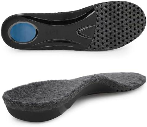 riemot Men's Arch Support Warm Insoles Comfort Replacement Shoe Inserts Lamb Wool Plantar Fasciitis Relief High Arch Orthotics Inserts for Work Boots Slippers Grey US12/ EU45