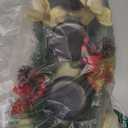 FORUP Christmas Centerpiece, Christmas Candle Holders, Christmas Tabletop Poinsettia Centerpiece with 3 Flameless Candle, Romantic Holiday Candelabrum for Home Party Christmas Table Mantel Decorations